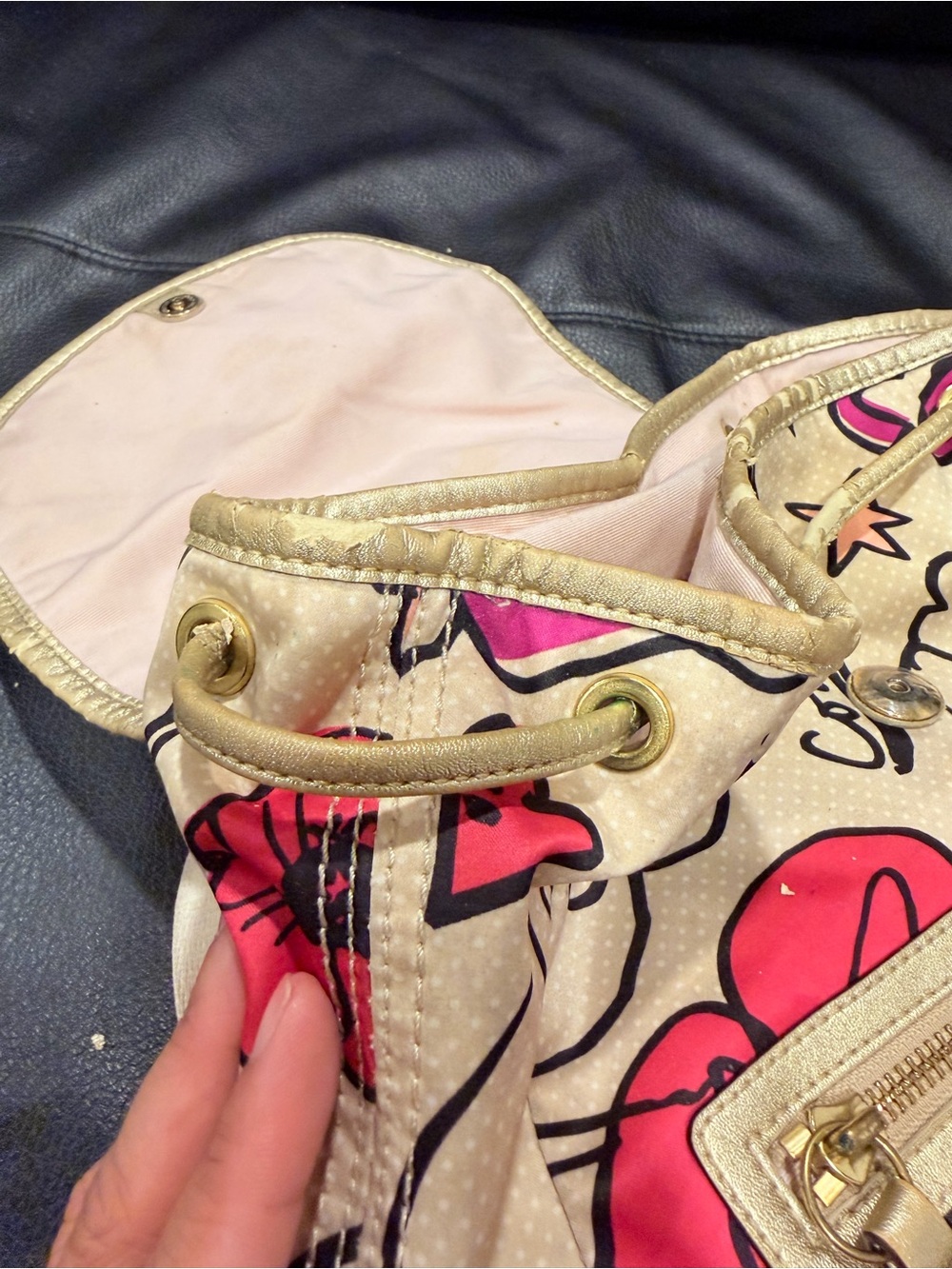 Coach Kyra Poppy Floral Graffiti Medium Drawstring Backpack - SEE FULL DETAILS - Picture 11 of 12